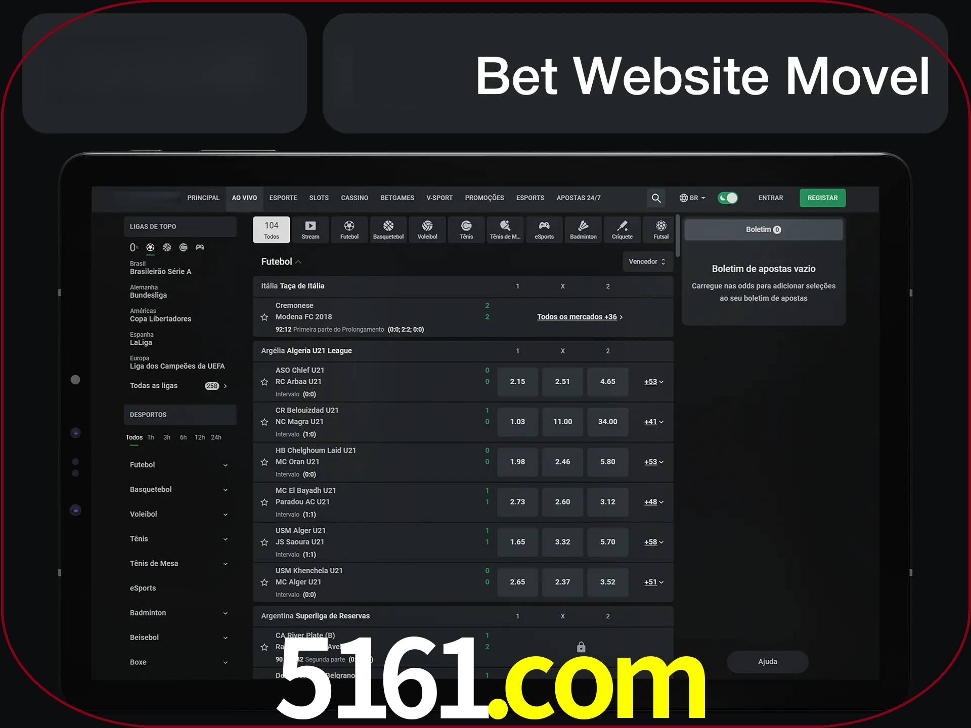 Use nosso website em qualquer dispositivo.
